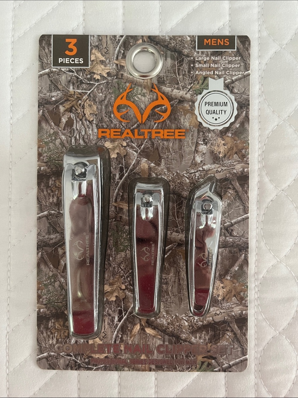 Realtree Men’s 3-Piece Stainless Steel Nail Clipper Set - Silver